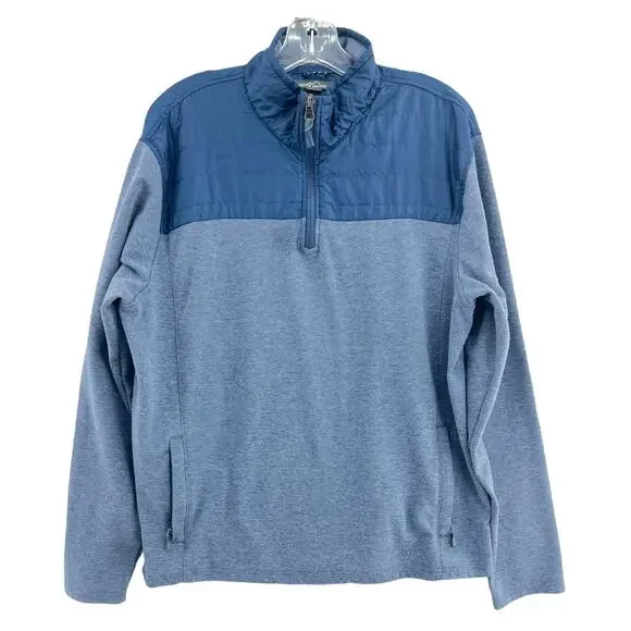 Eddie Bauer XL Men's Blue 1/4 Zip Mock Neck Pullover Sweater Fleece Knit - Picture 1 of 4
